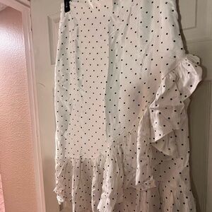 H&M Asymmetrical White Skirt with Black Dots